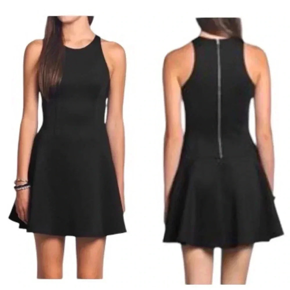 ABERCROMBIE & FITCH | Black Neoprene Scuba Knit Fit & Flare Skater Dress Size M - Picture 7 of 9